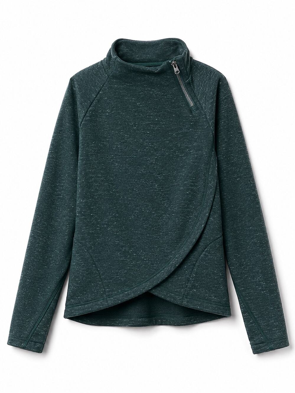 Athleta Girl Cozy Karma Asym Wrap Quarter Zip Fleece Pullover